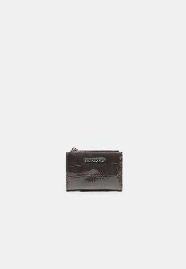 Mock croc card holder purse — Dark grey 1