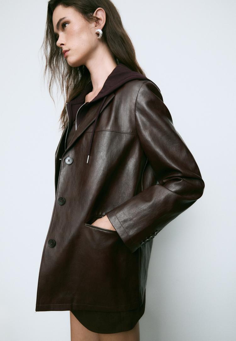faux leather blazer