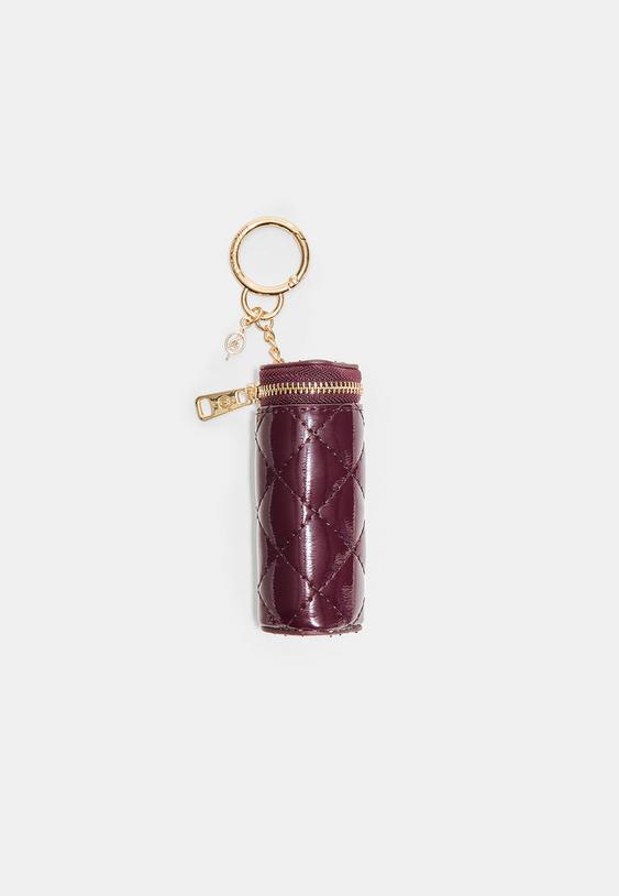 Stradivarius Quilted Pouch Charm Burgundy Os