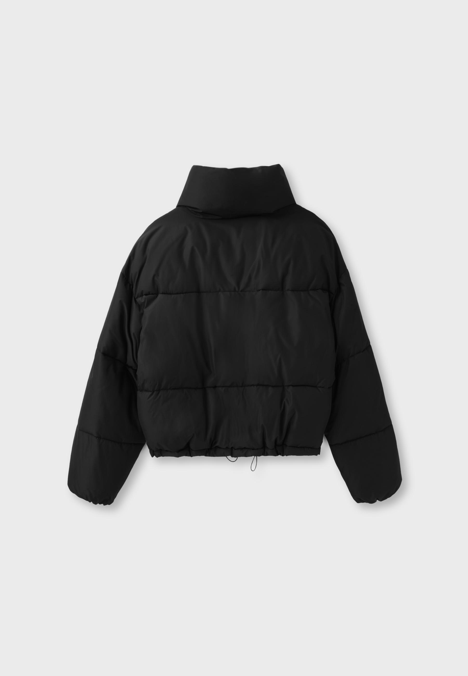 Cropped high-neck padded jacket — Black