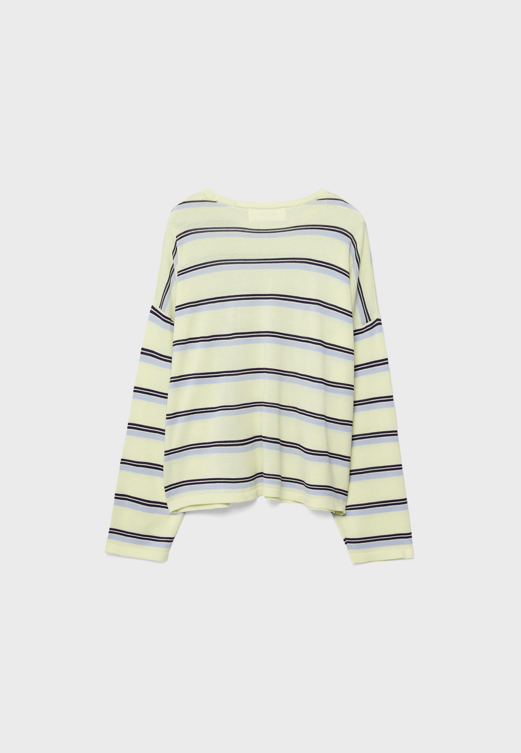 Fine knit striped jumper — Pastel yellow