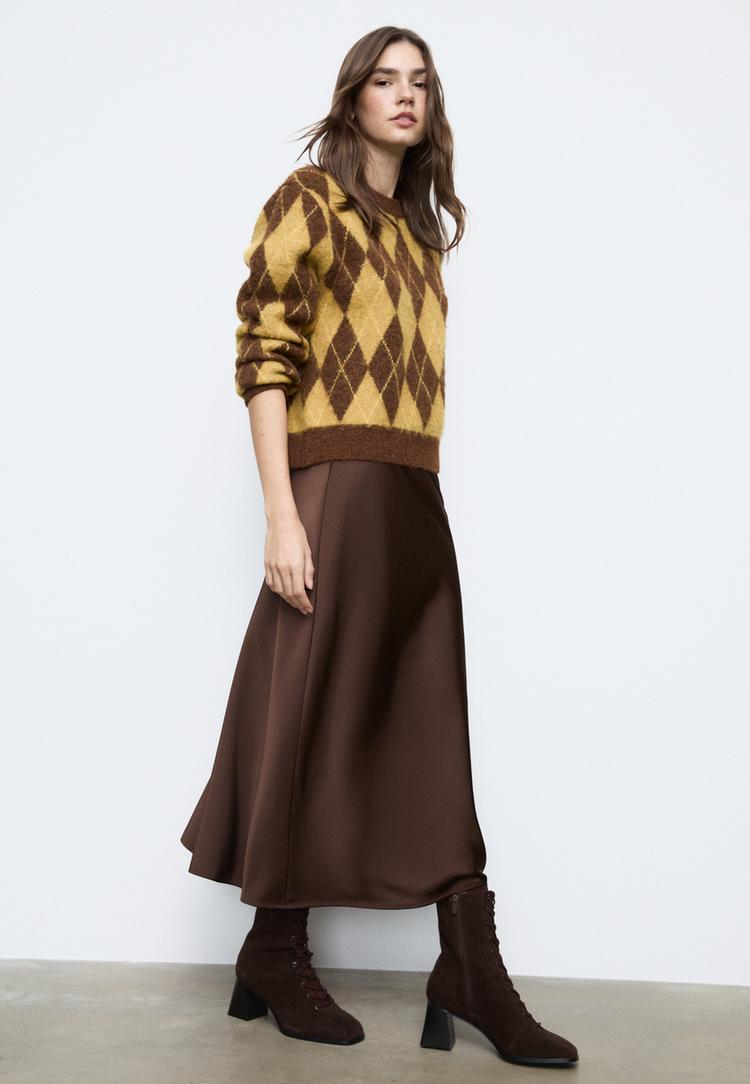 satin midi skirt