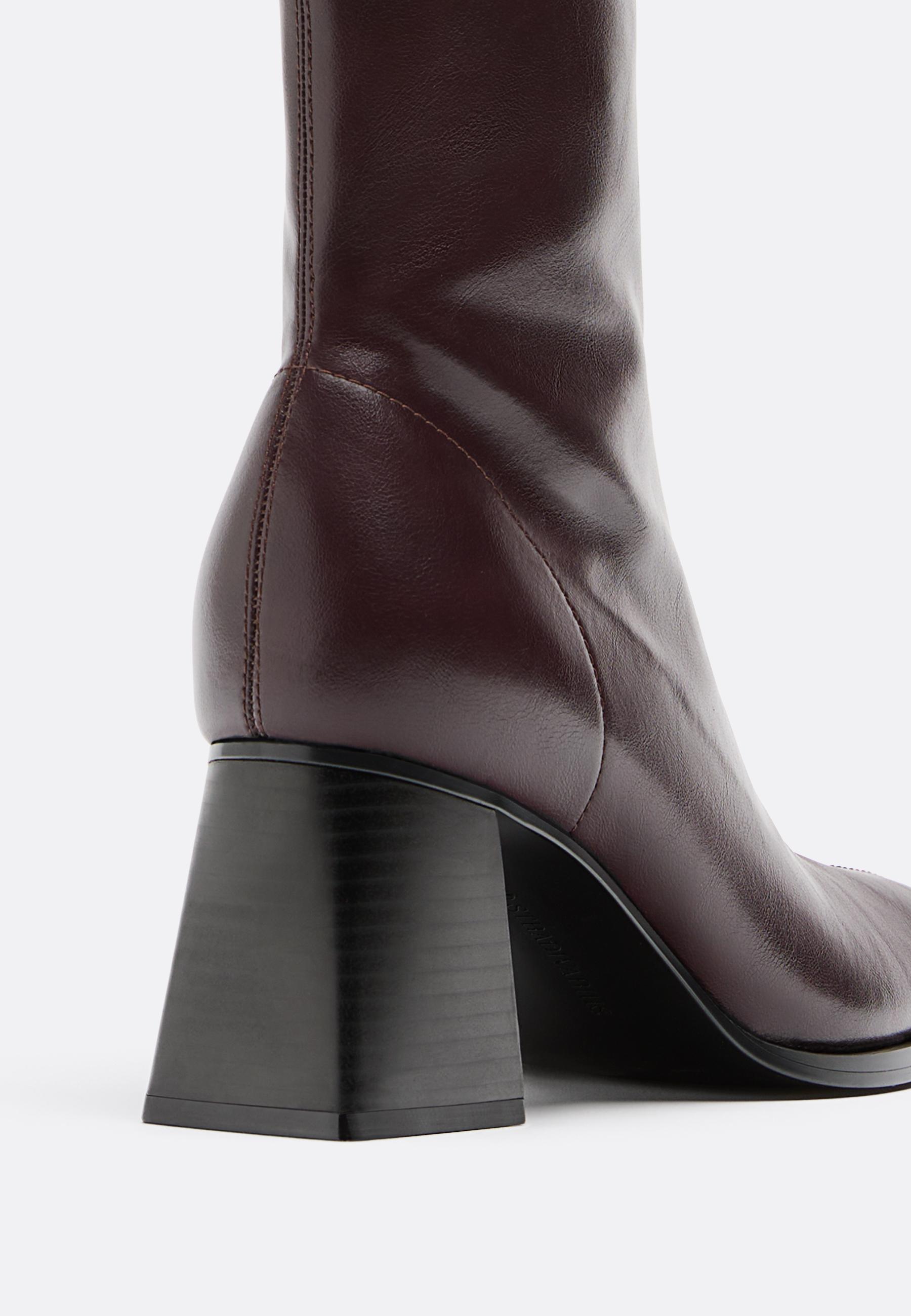 Block heel ankle boots — BURGUNDY