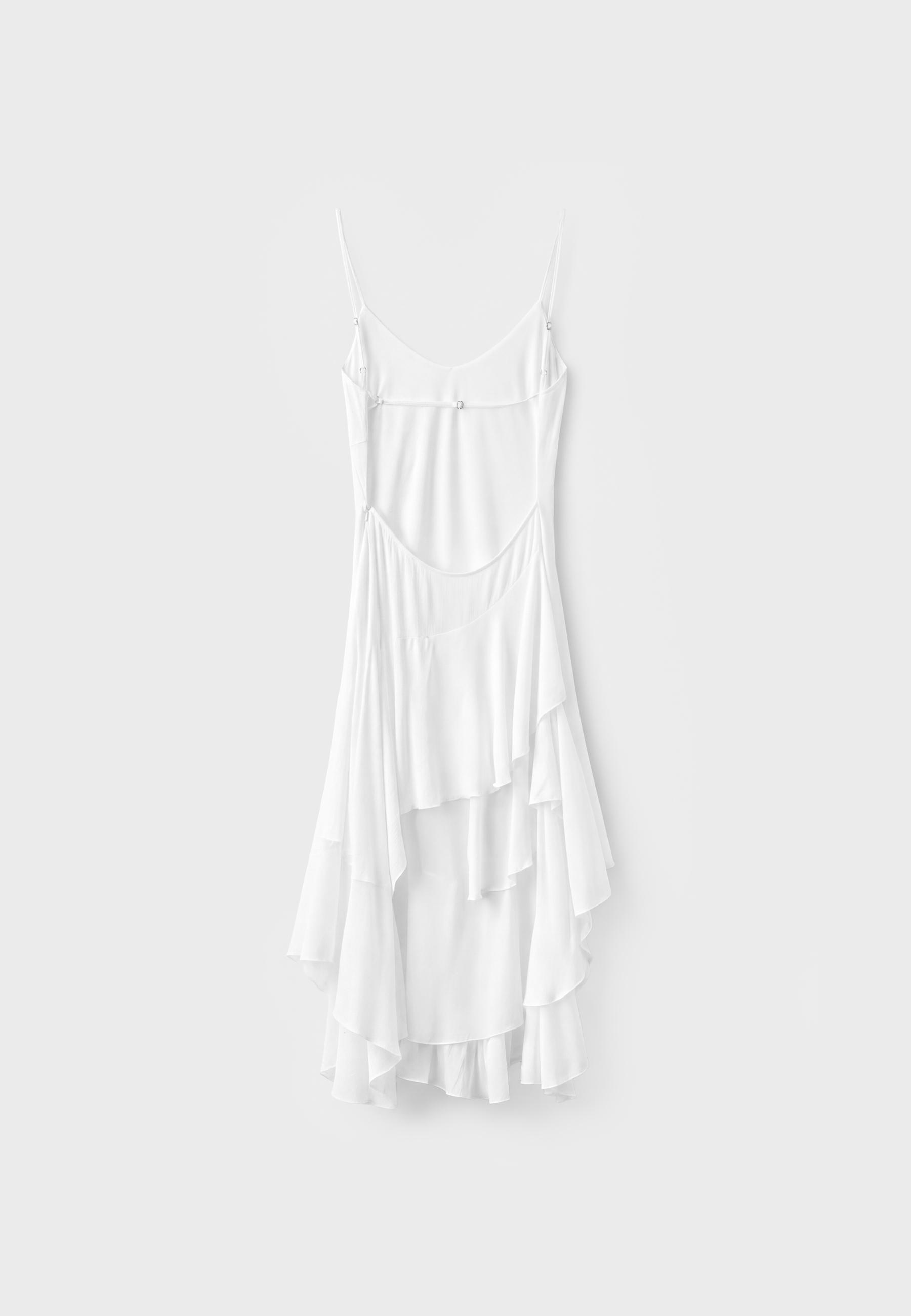 Asymmetric strap dress — White