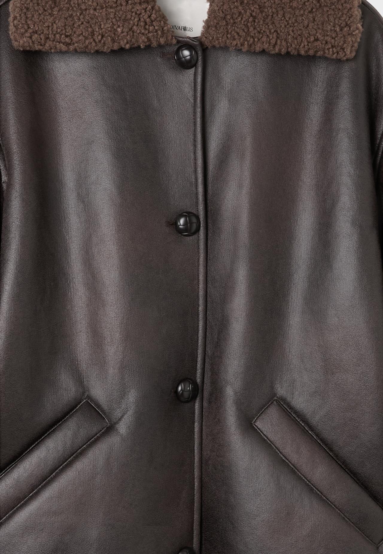 Oversize double-faced button jacket — Brown