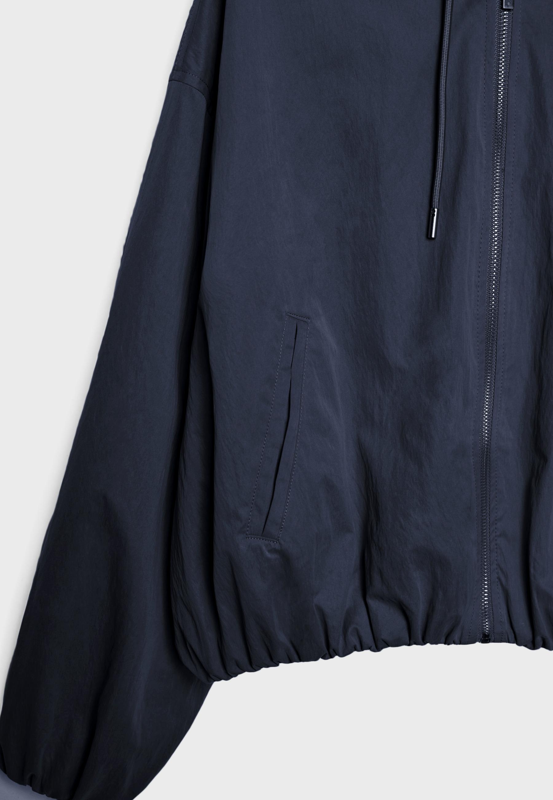 Basic nylon hooded jacket — Navy blue