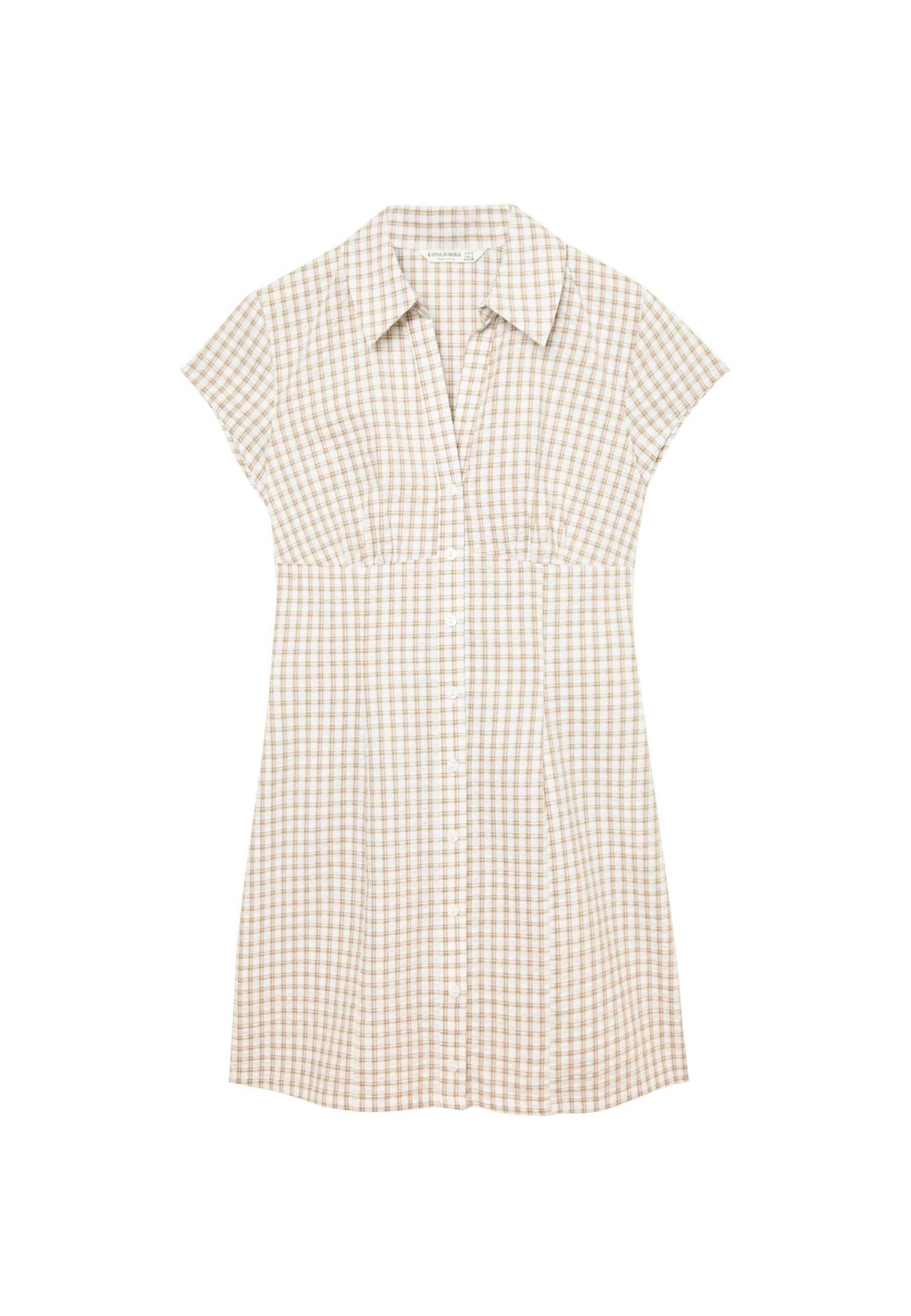 Checked shirt dress — Stone