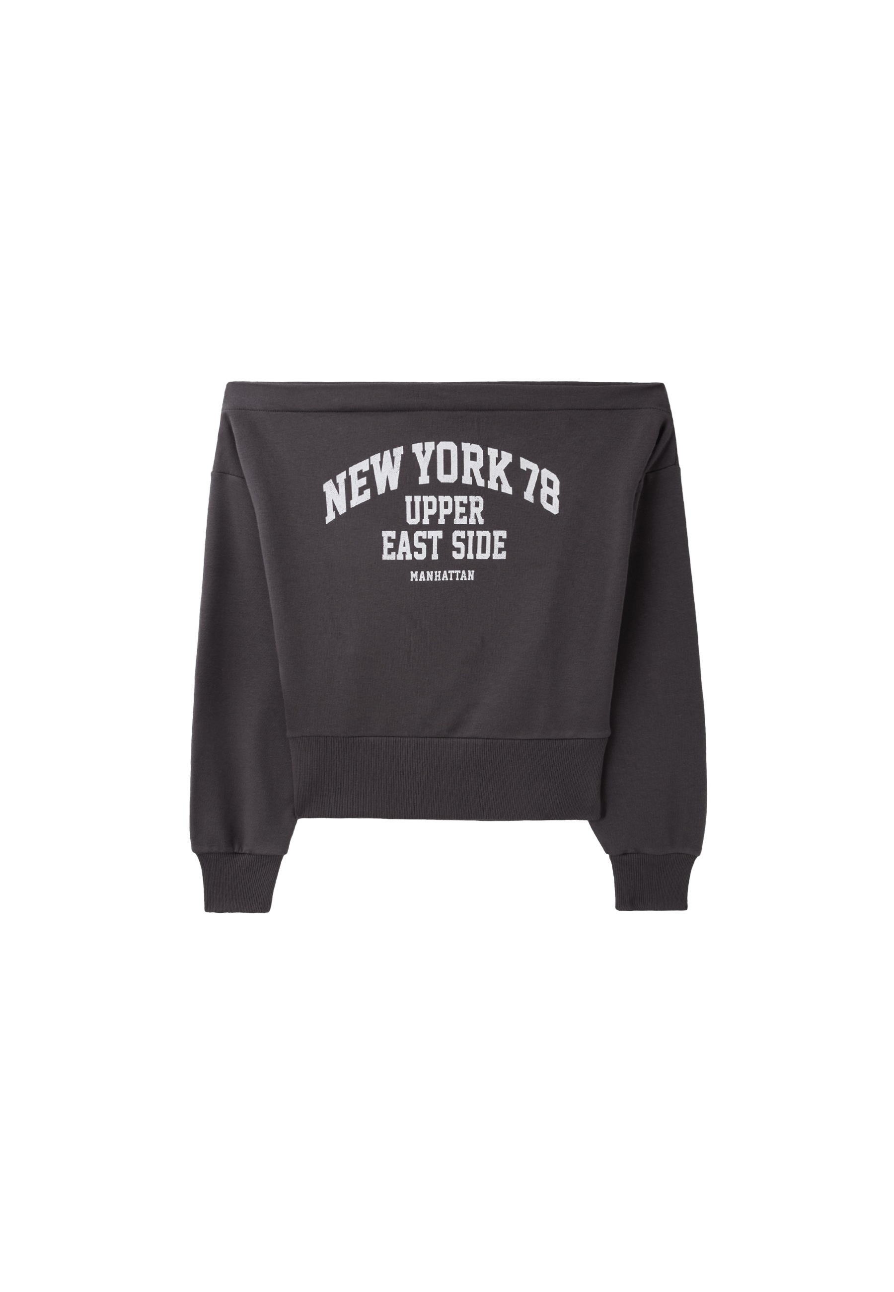 Cropped boat neck sweatshirt — Dark grey