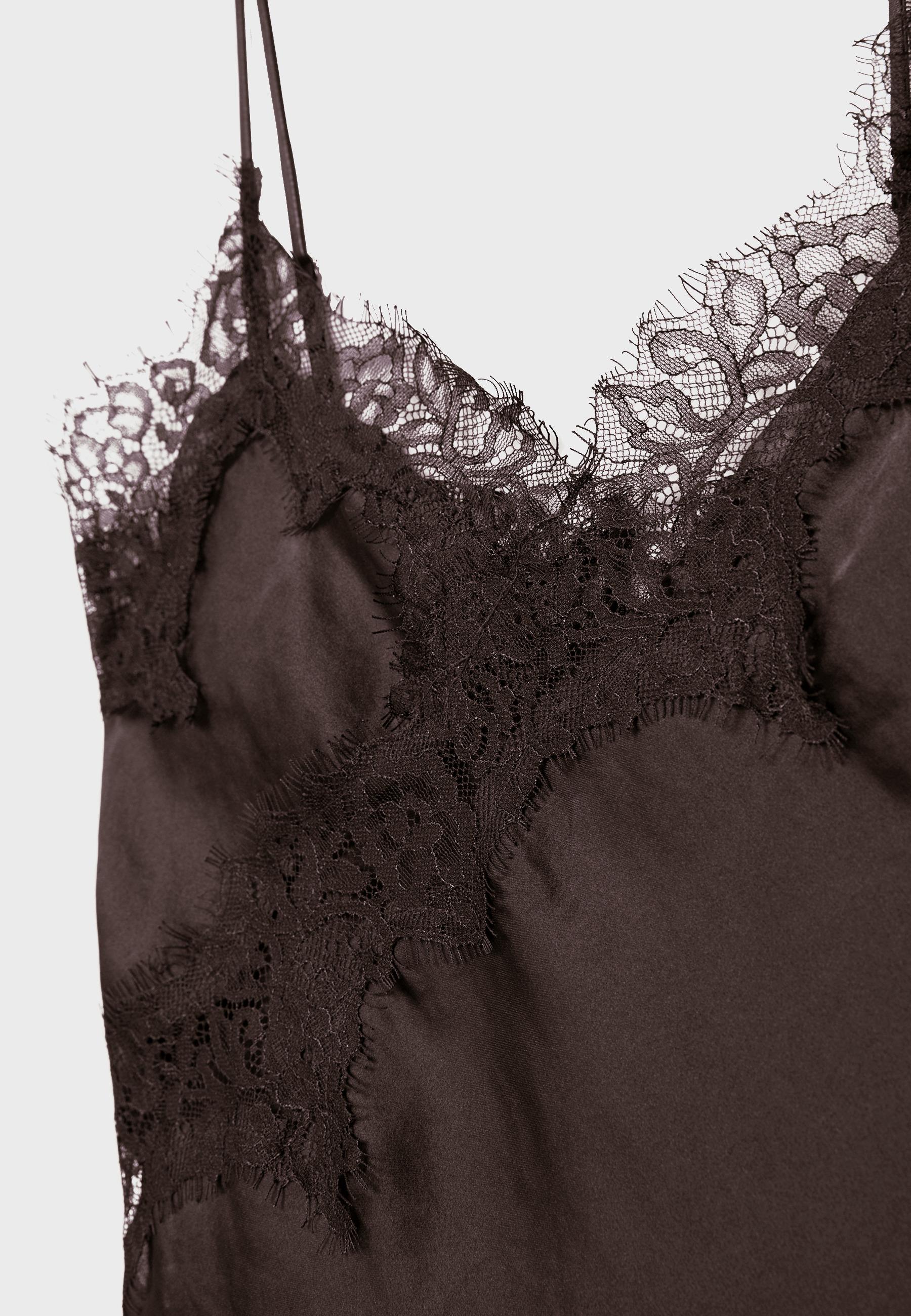 Asymmetric lace camisole top — Brown
