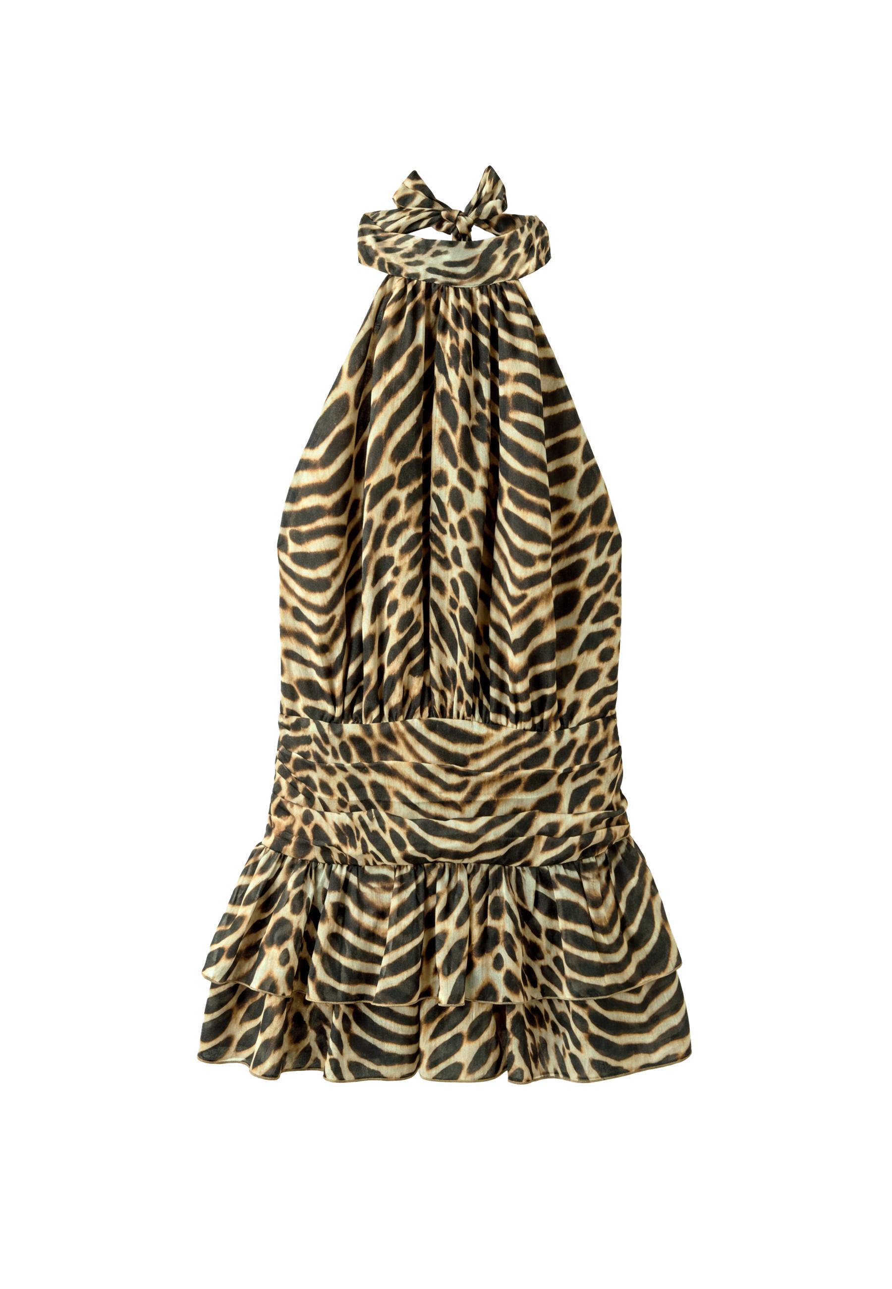 Printed halter dress — Caramel