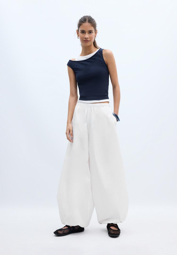 Stradivarius Μπλούζα Διπλό Ρούχο Navy Blue Xl