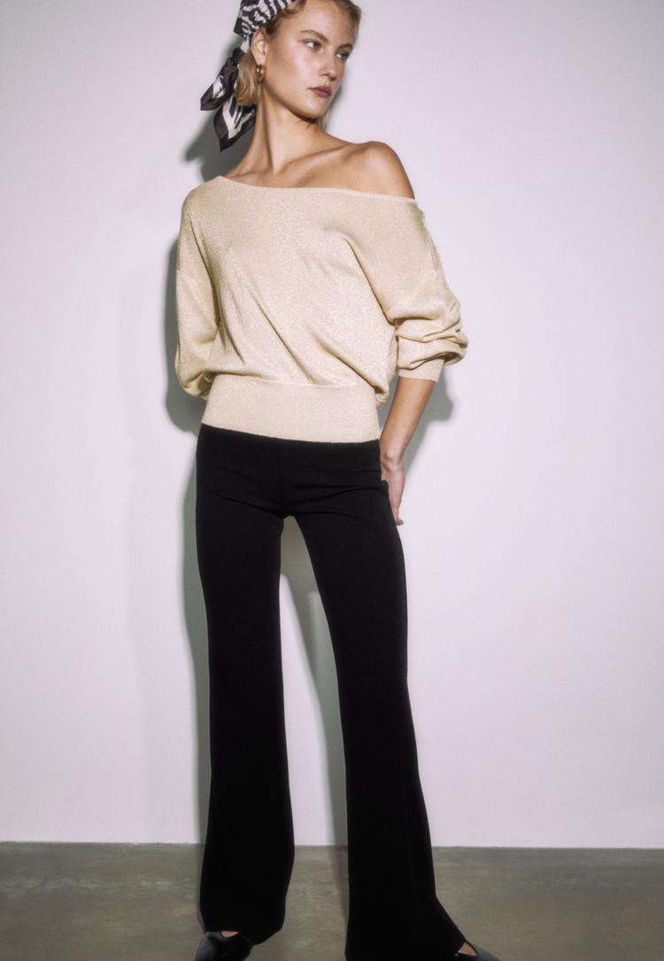 camisola de malha decote barco