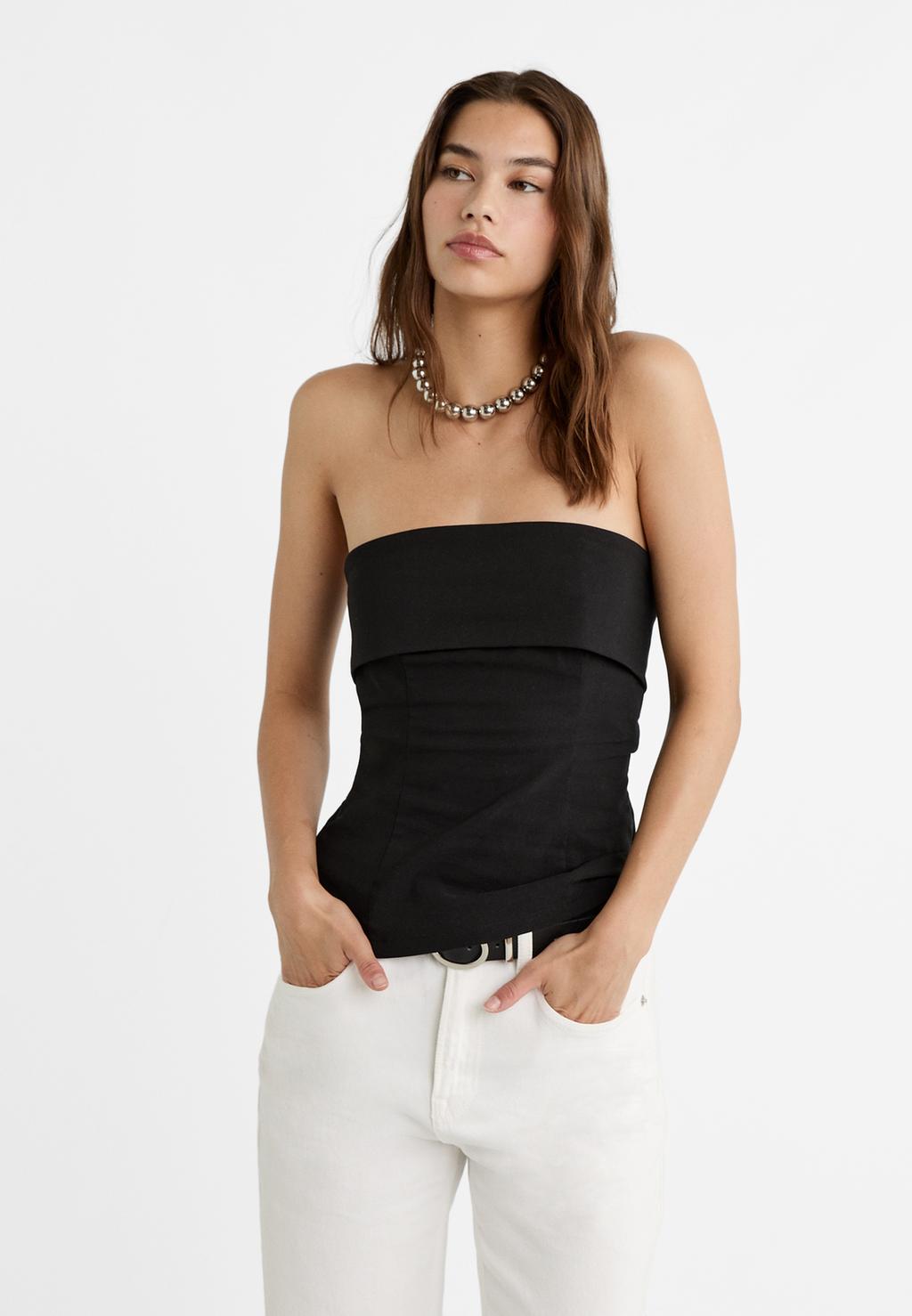 Zip-up bustier top