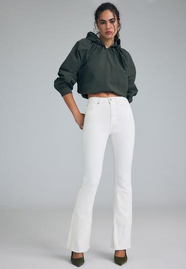 D74 bell bottom jeans with split — White 5