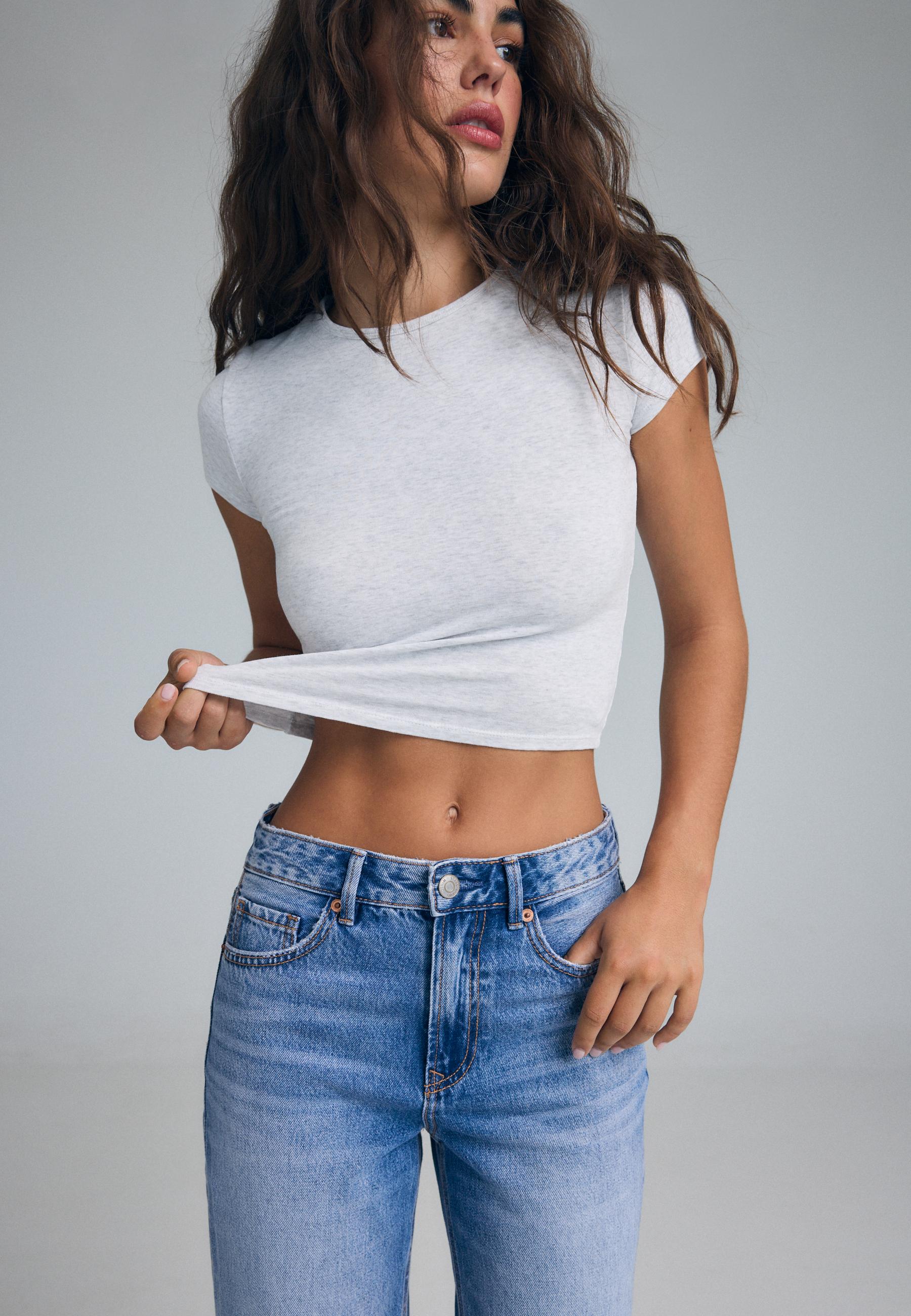 D92 Ripped straight wide-leg jeans — MEDIUM LIGHT BLUE DENIM