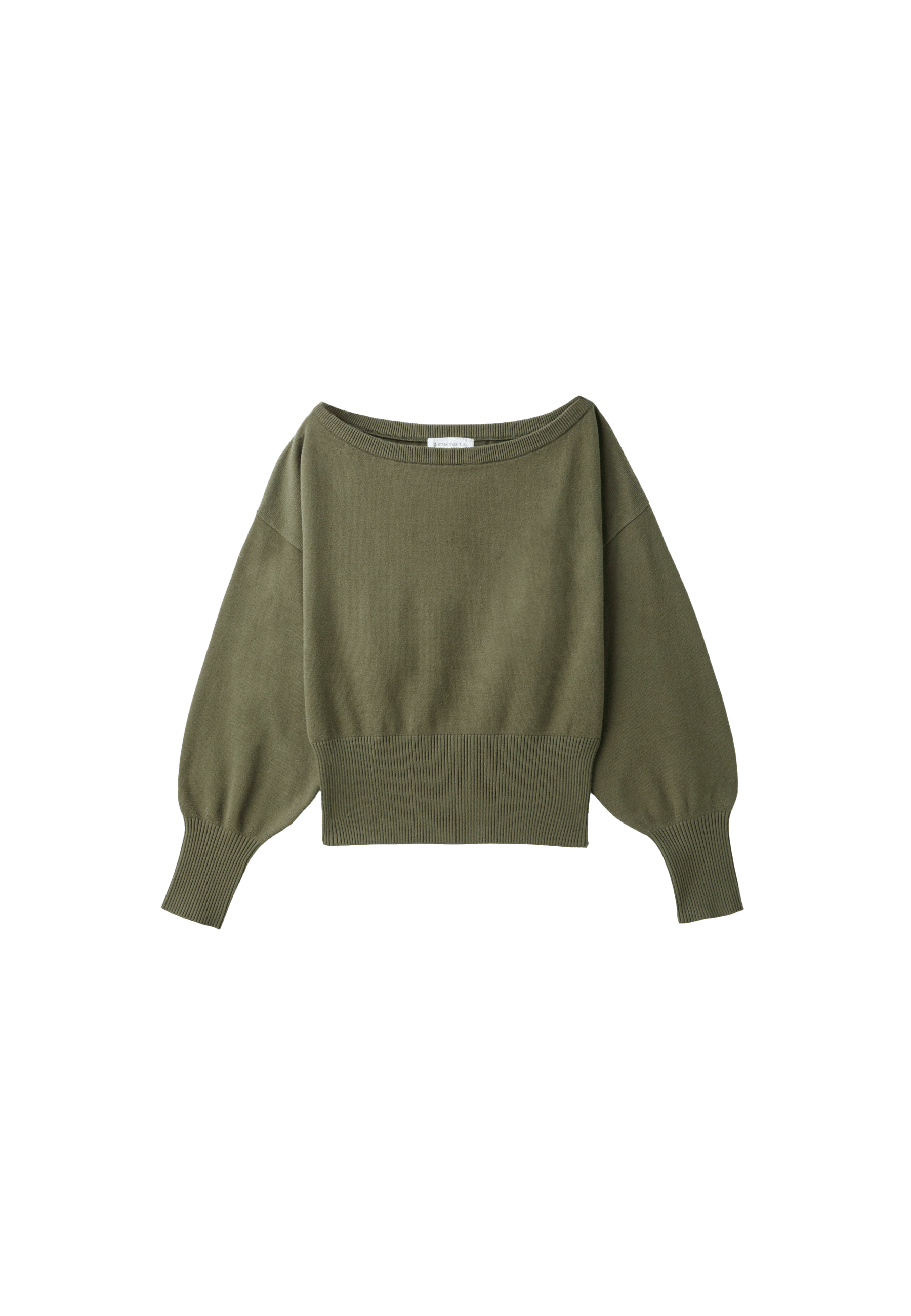 Asymmetric ribbed hem knit jumper — Khaki