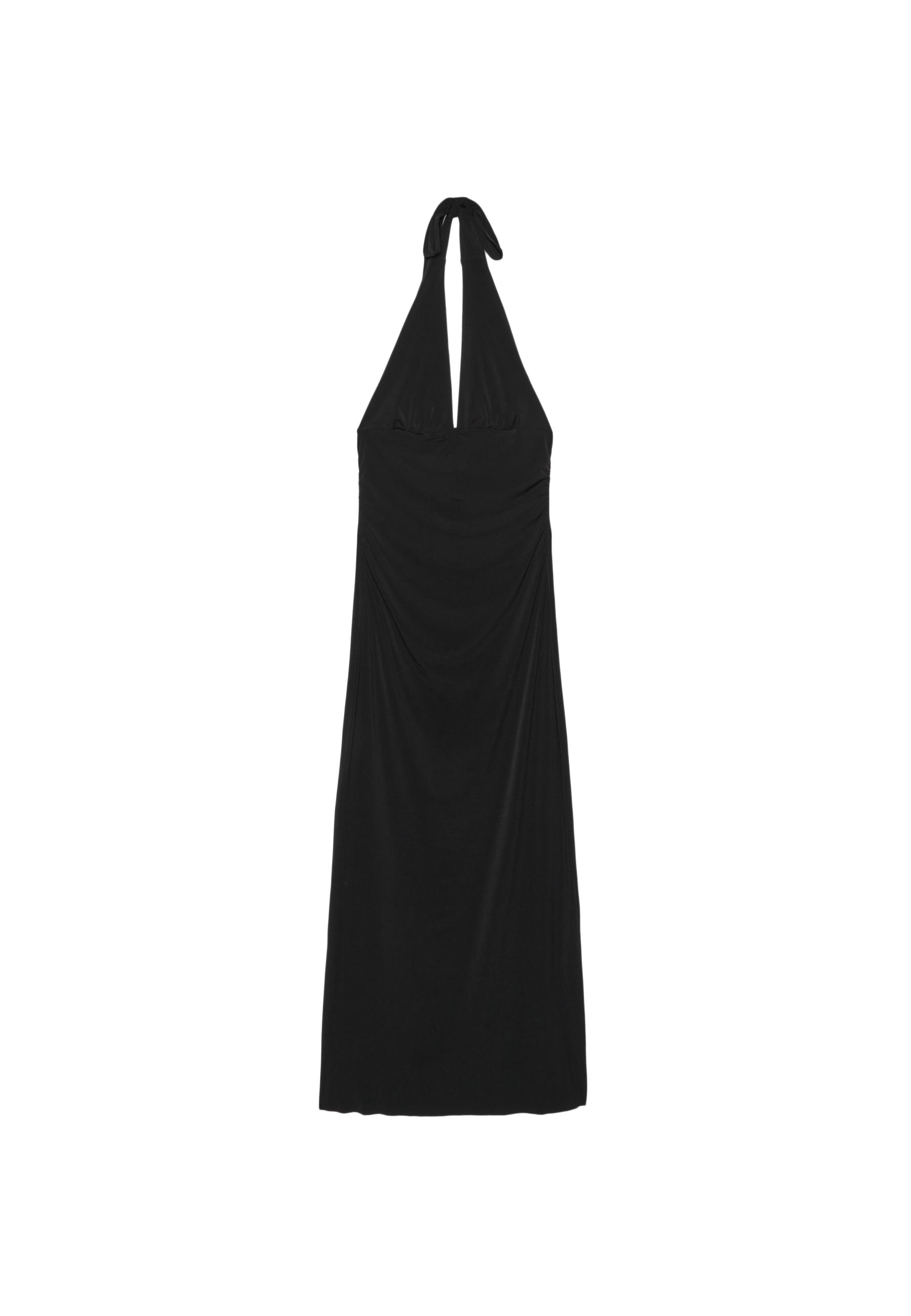 Halter neck backless midi dress — Black