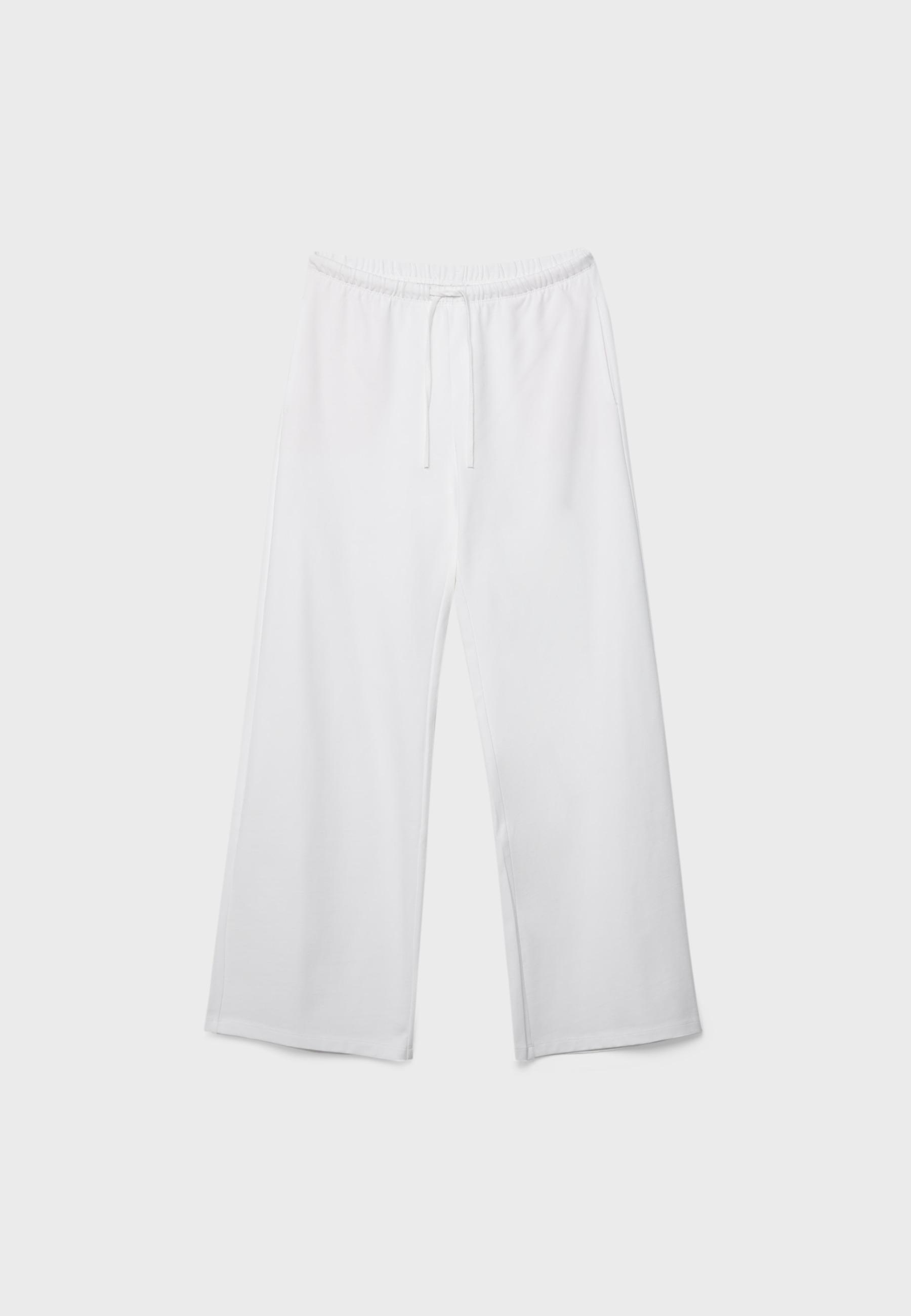 Wide-leg jogger trousers — Ecru