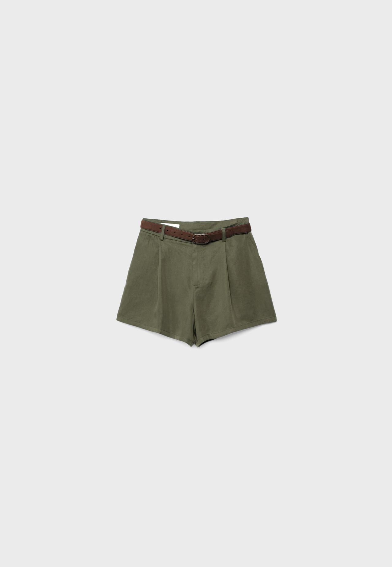 Flowing shorts with belt — Khaki