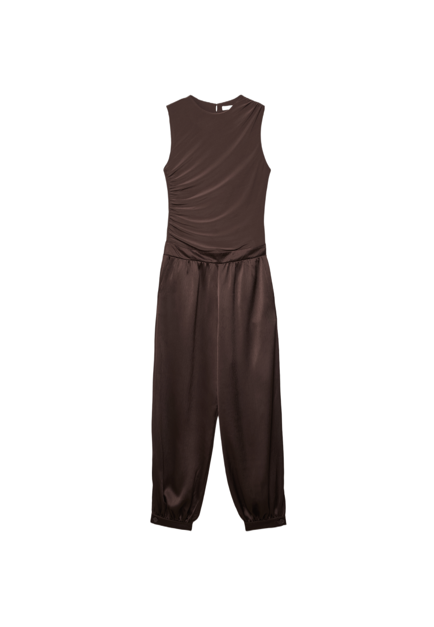 Satin halter jumpsuit — Brown
