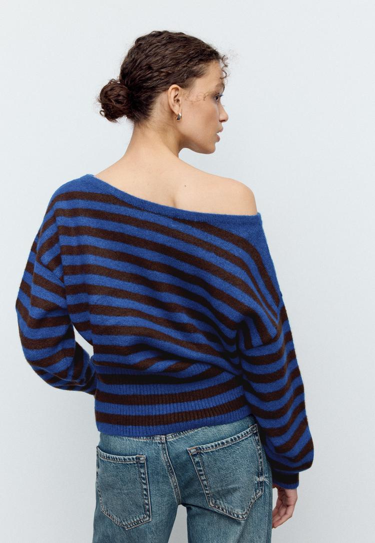 maglia a punto scollo a barchetta morbida al tatto