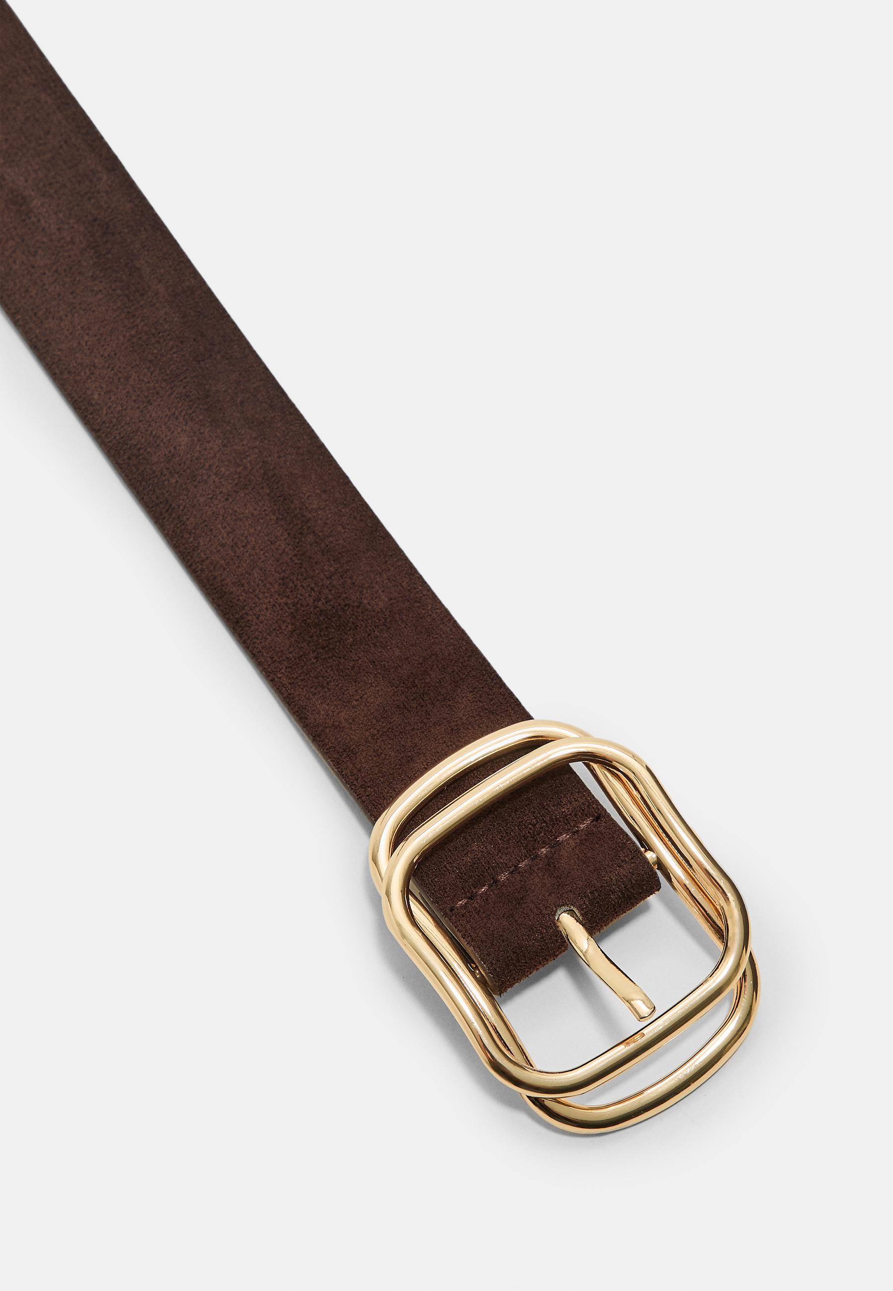 Belt with superimposed buckle — Brown