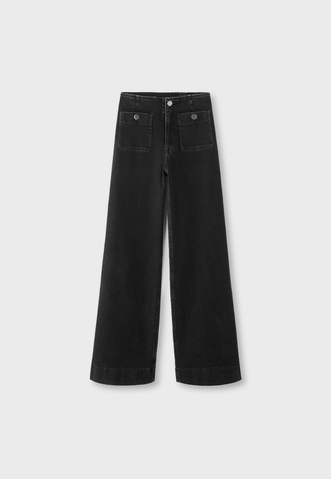 D77 Minimalist jeans with pockets — BLACK DENIM RINSE WASH