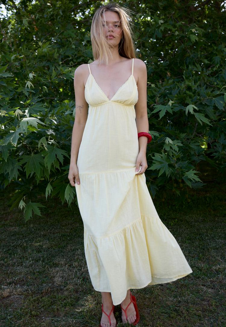 vestido largo escote v