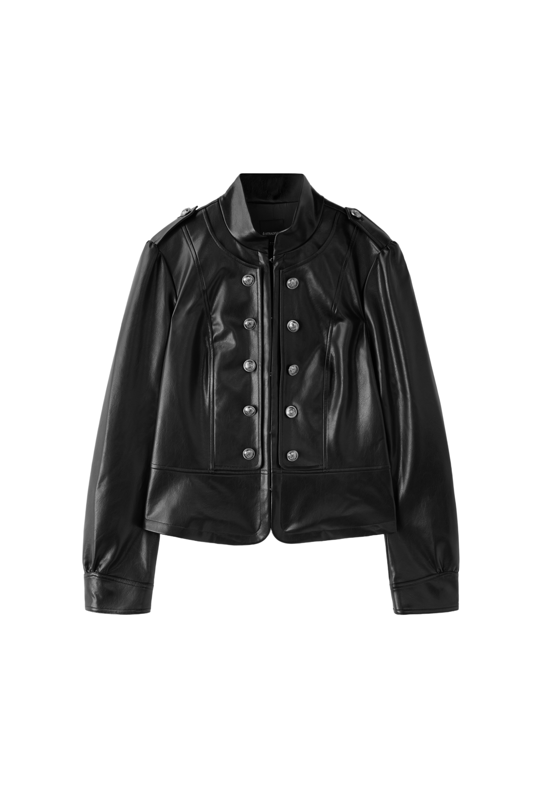 Leather effect blazer with engraved buttons — Black