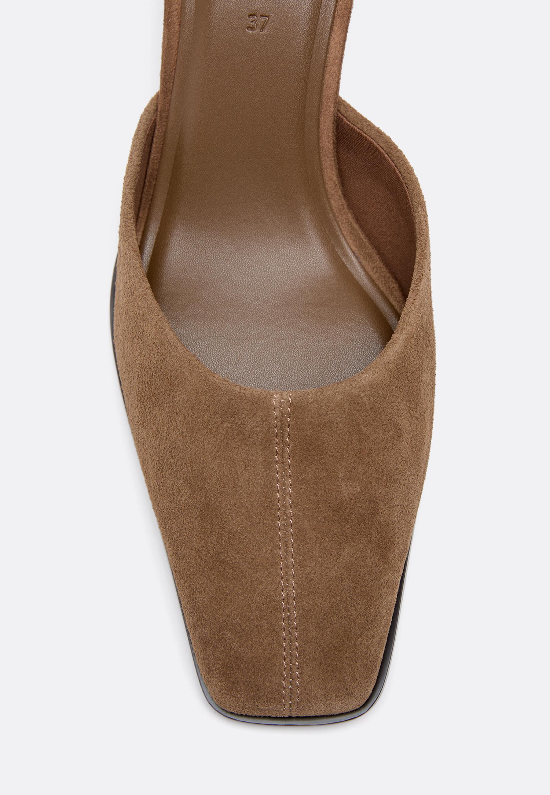 Leather kitten heel mules — BROWN