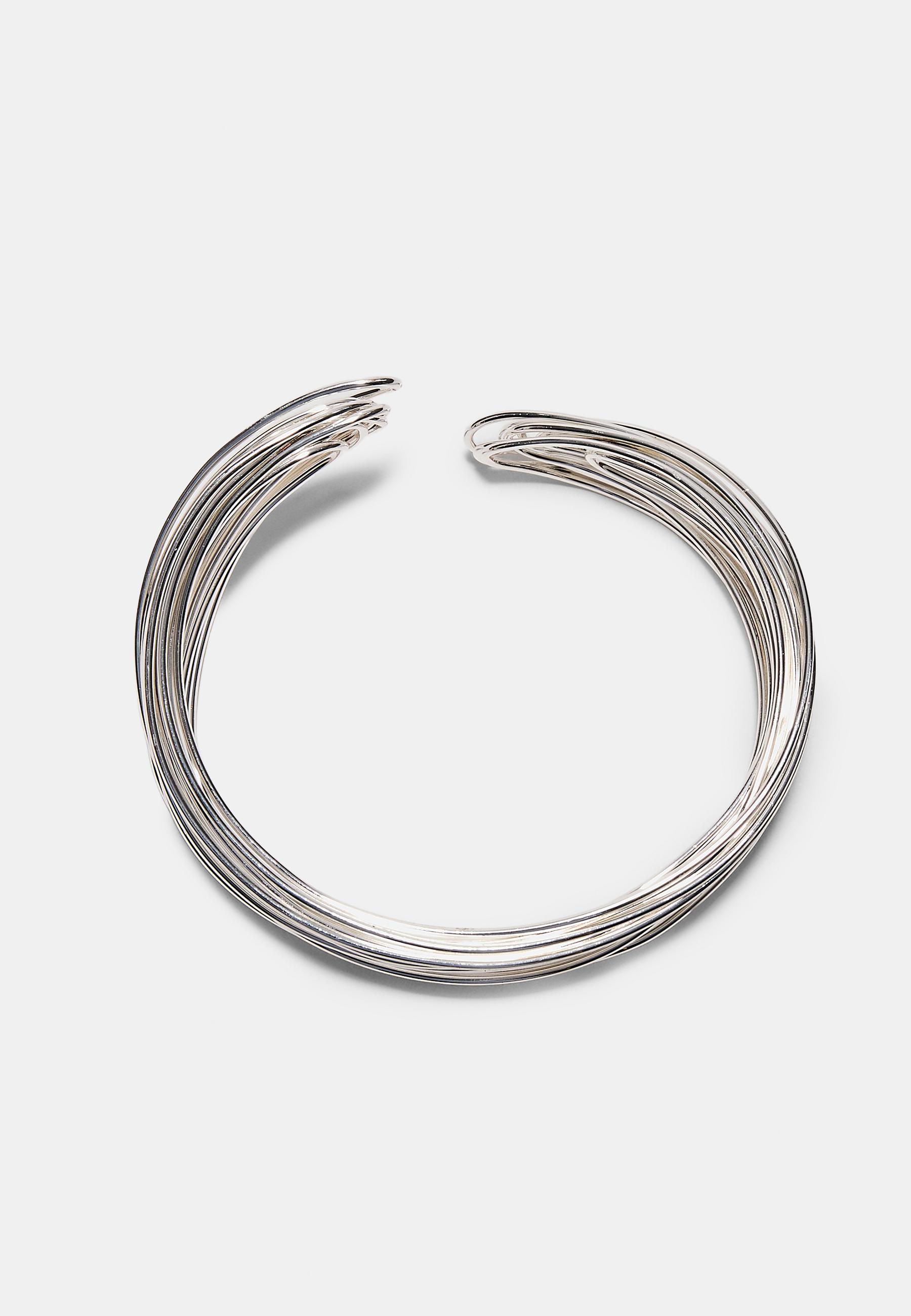 Multi metallic thread rigid bracelet — Grey