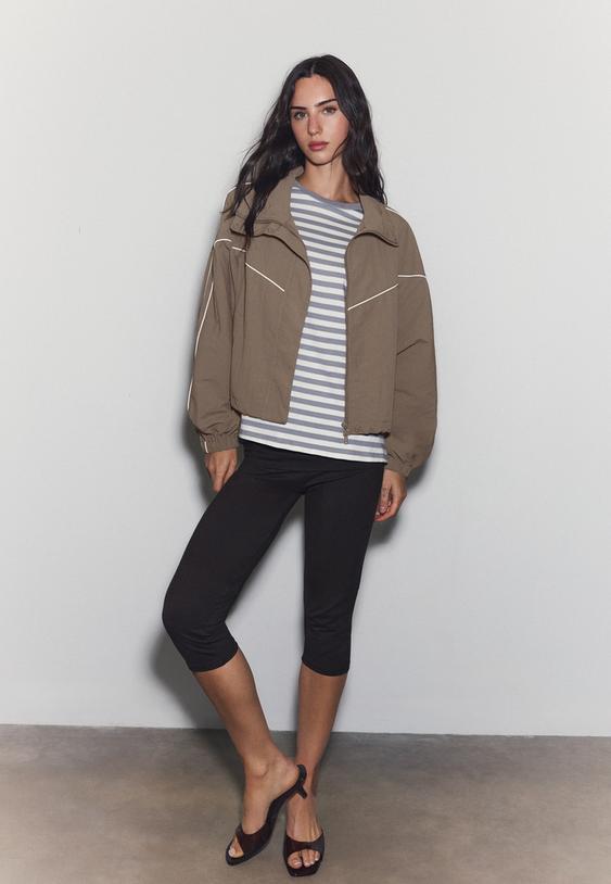 Stradivarius Blouson Technique Marron Xs