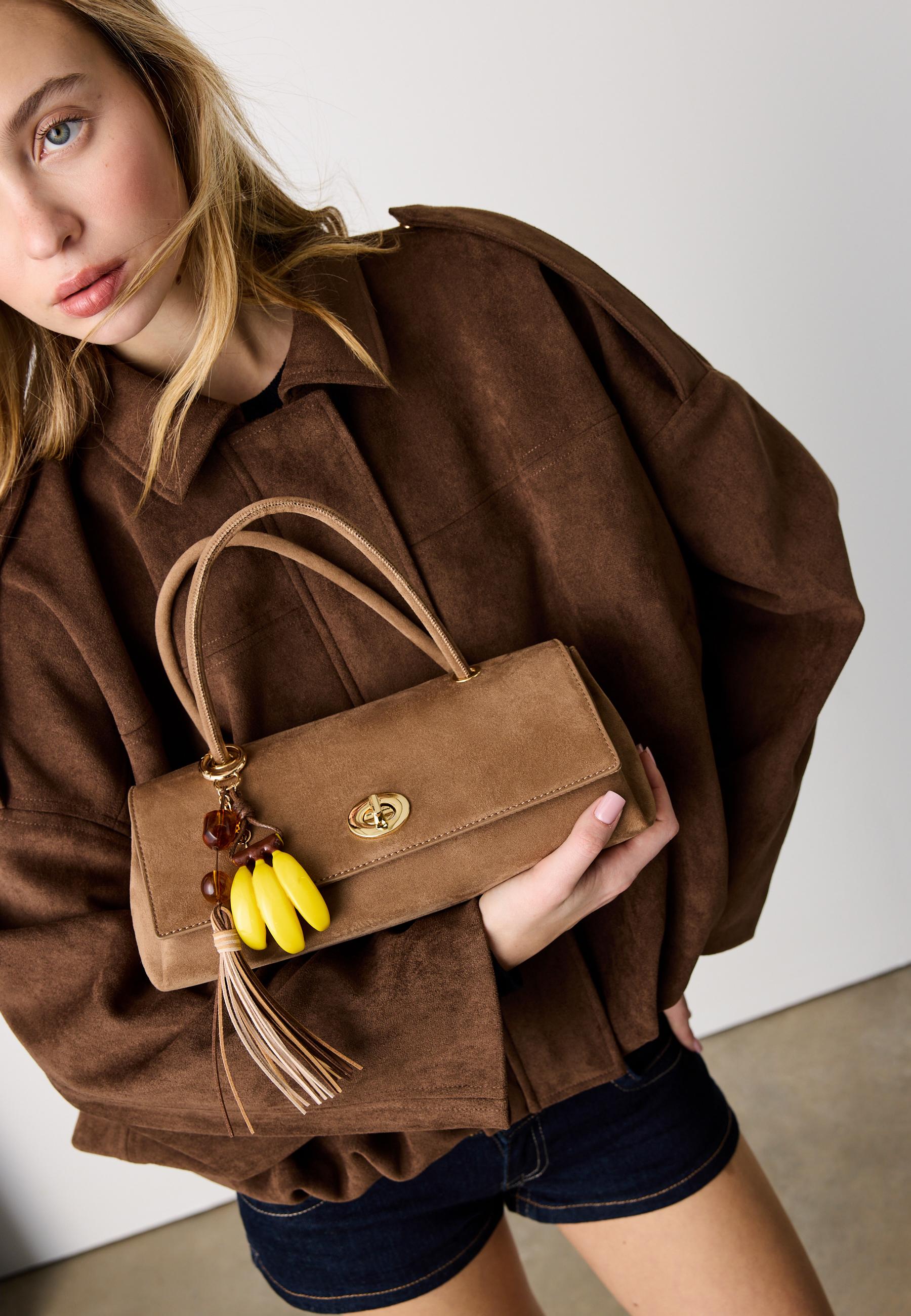 City crossbody bag with double handle — Caramel