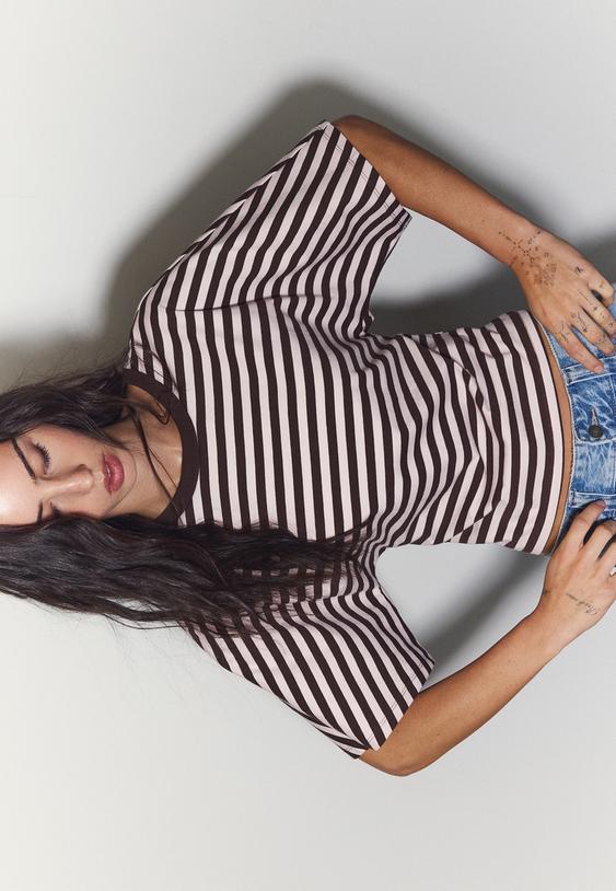 Stradivarius Japanese Short Sleeve T-Shirt Pastel Pink Xs