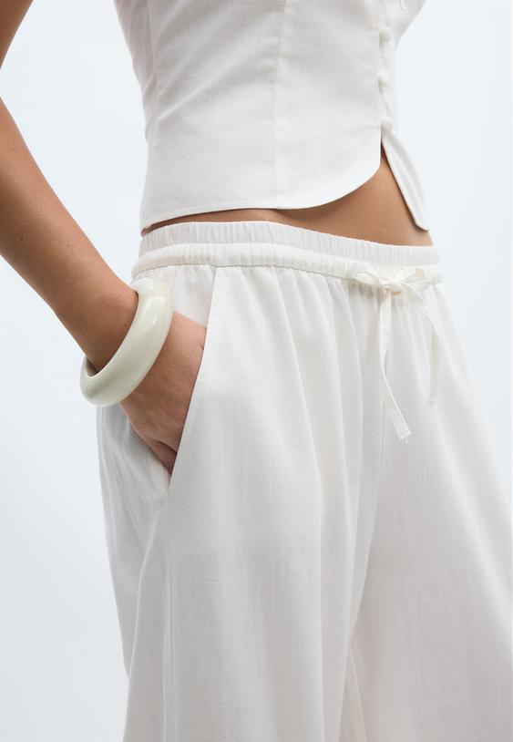 pantaloni da gaucho effetto lino