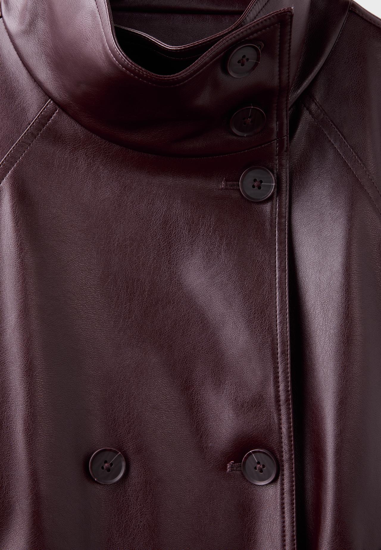 High neck leather effect trench coat — Purple