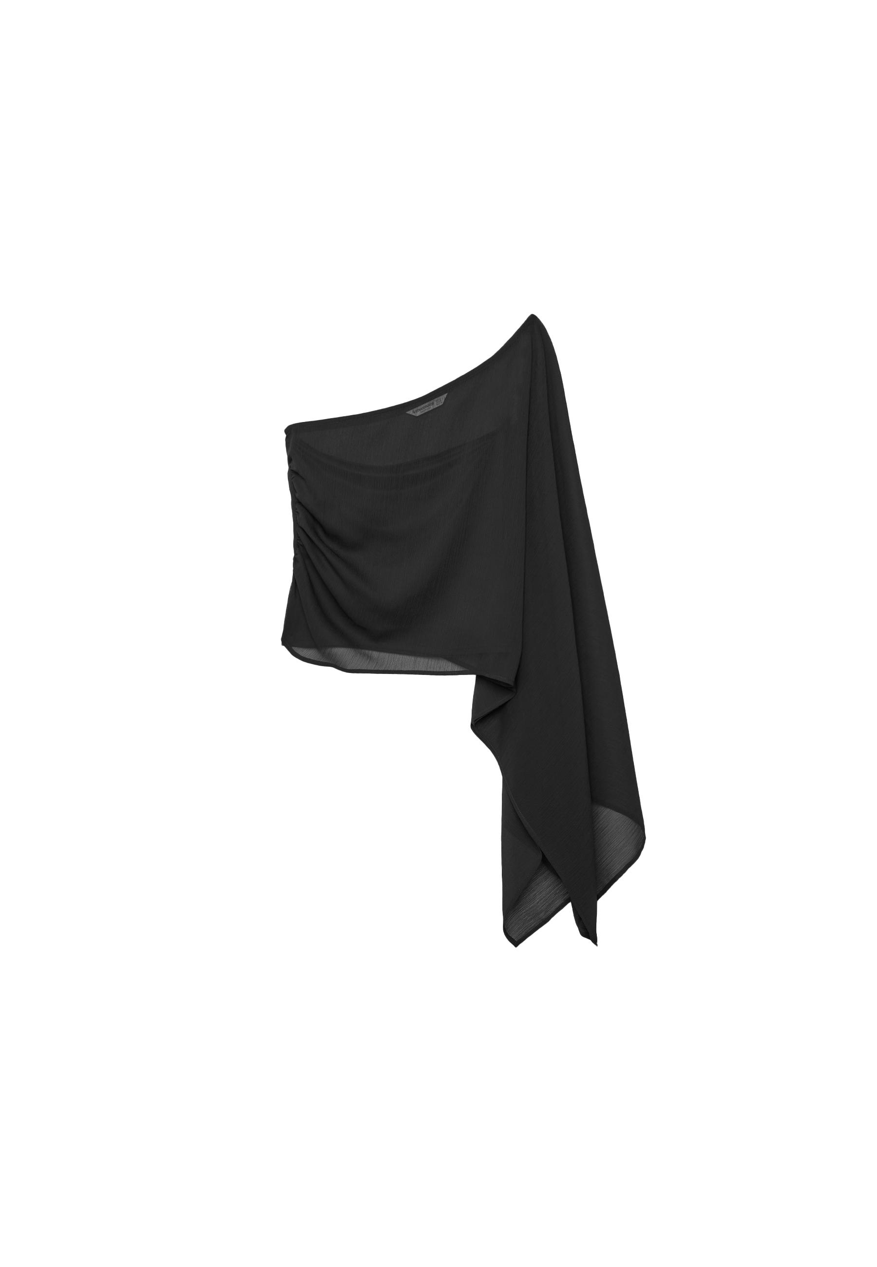 Asymmetric draped top — Black