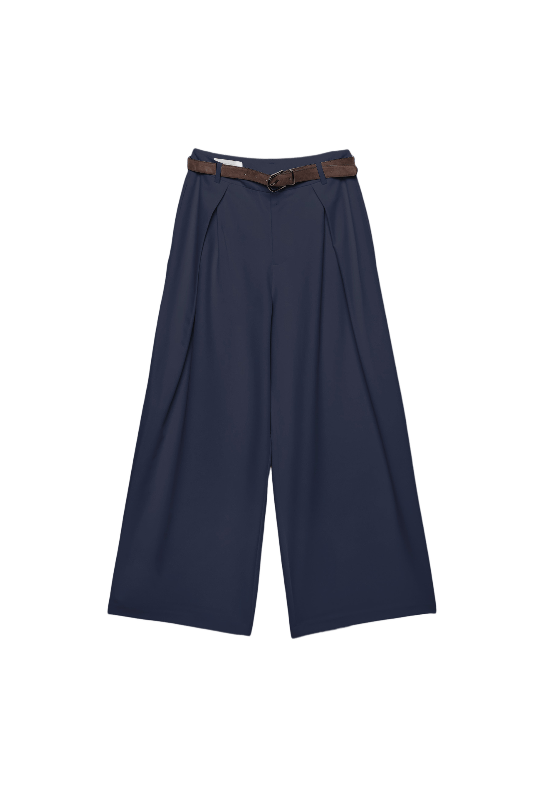 Maxi-dart trousers with belt — Dark blue