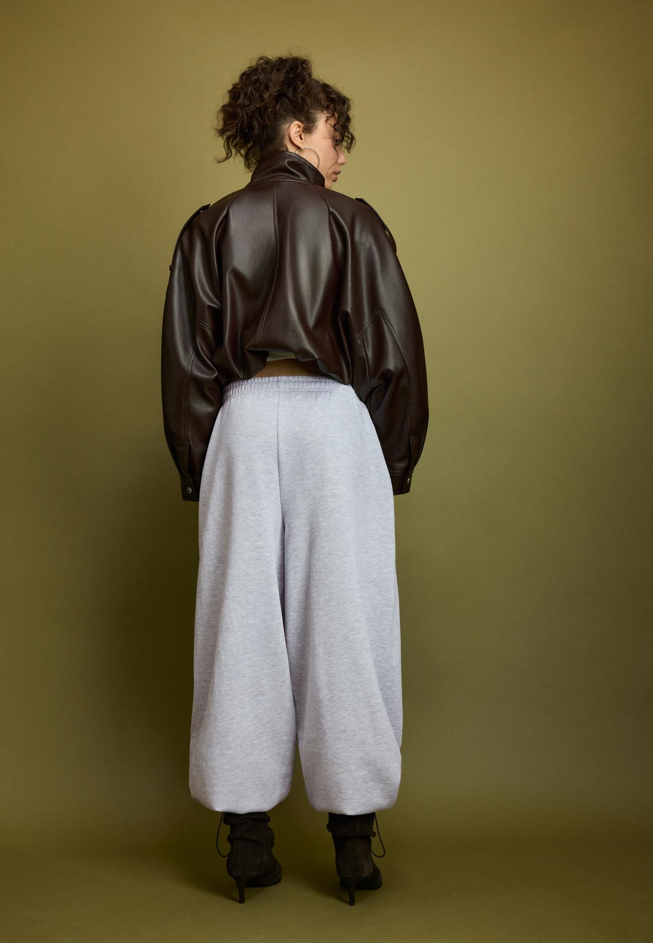 Plush acid wash joggers with toggles — Grey melange