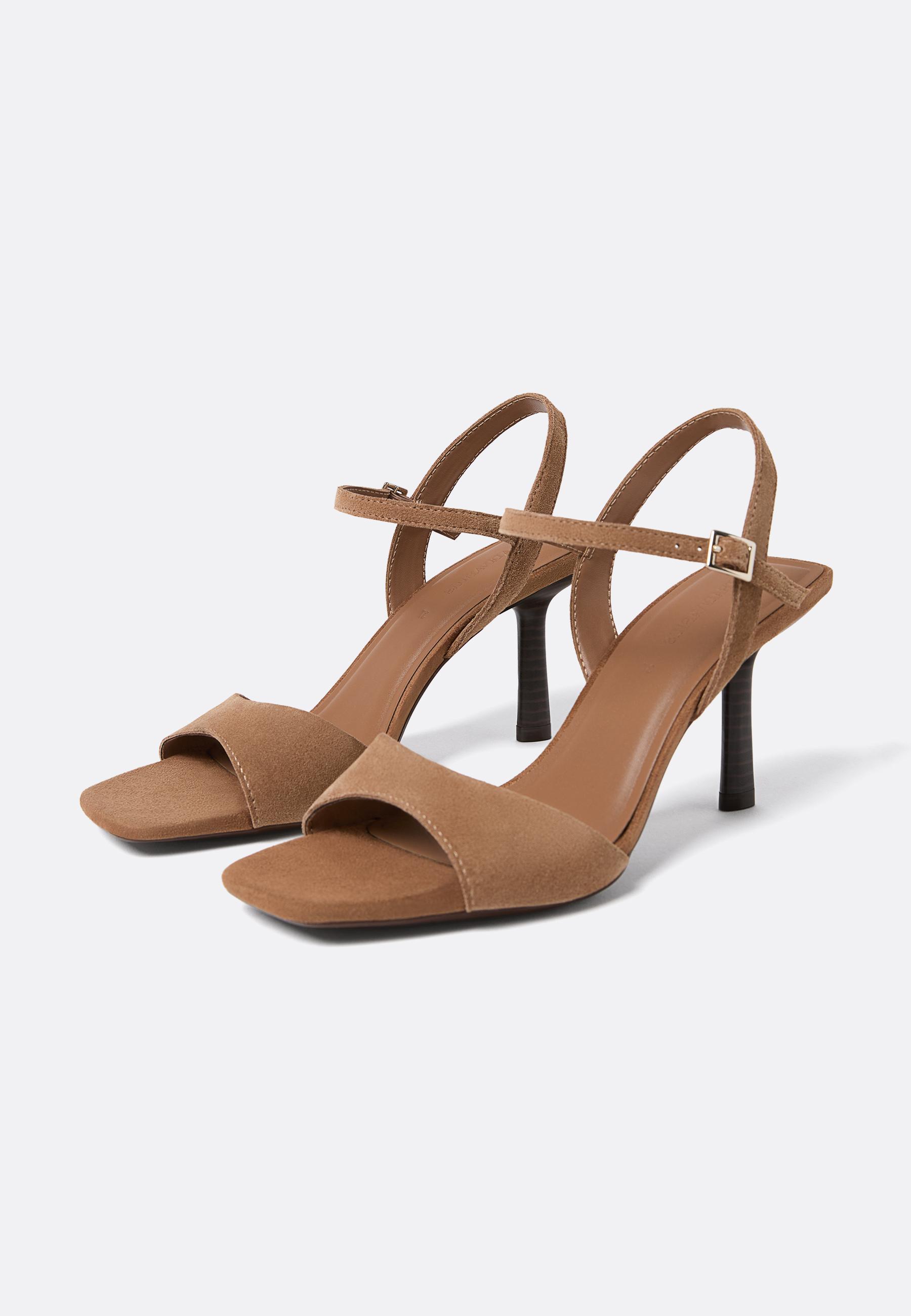 Leather high-heel sandals — BROWN