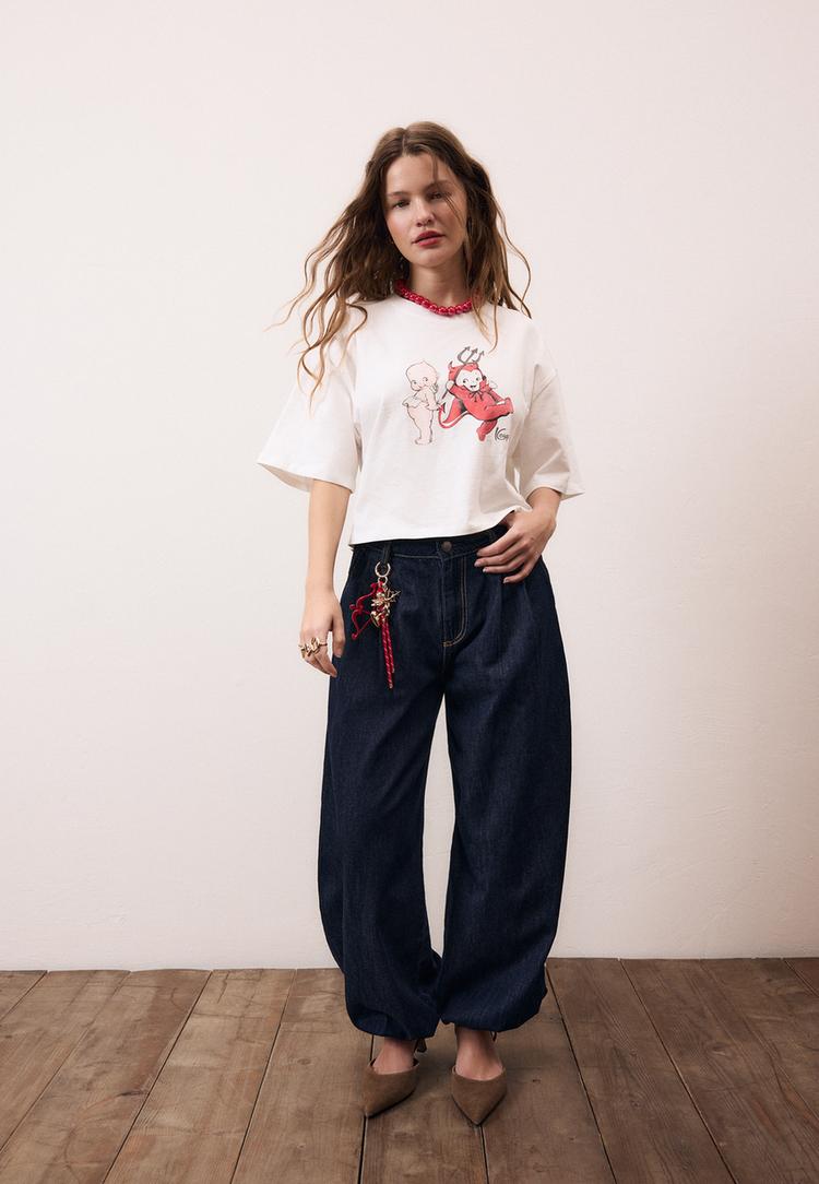 Stradivarius Kewpie Rövid Ujjú Póló 0-003 Xl