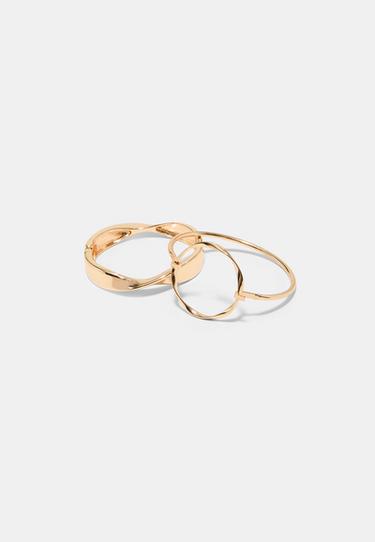 Set of 2 wavy rigid bracelets — Gold 3