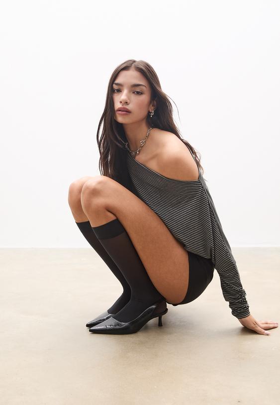 tshirt asymetrique modal a rayures