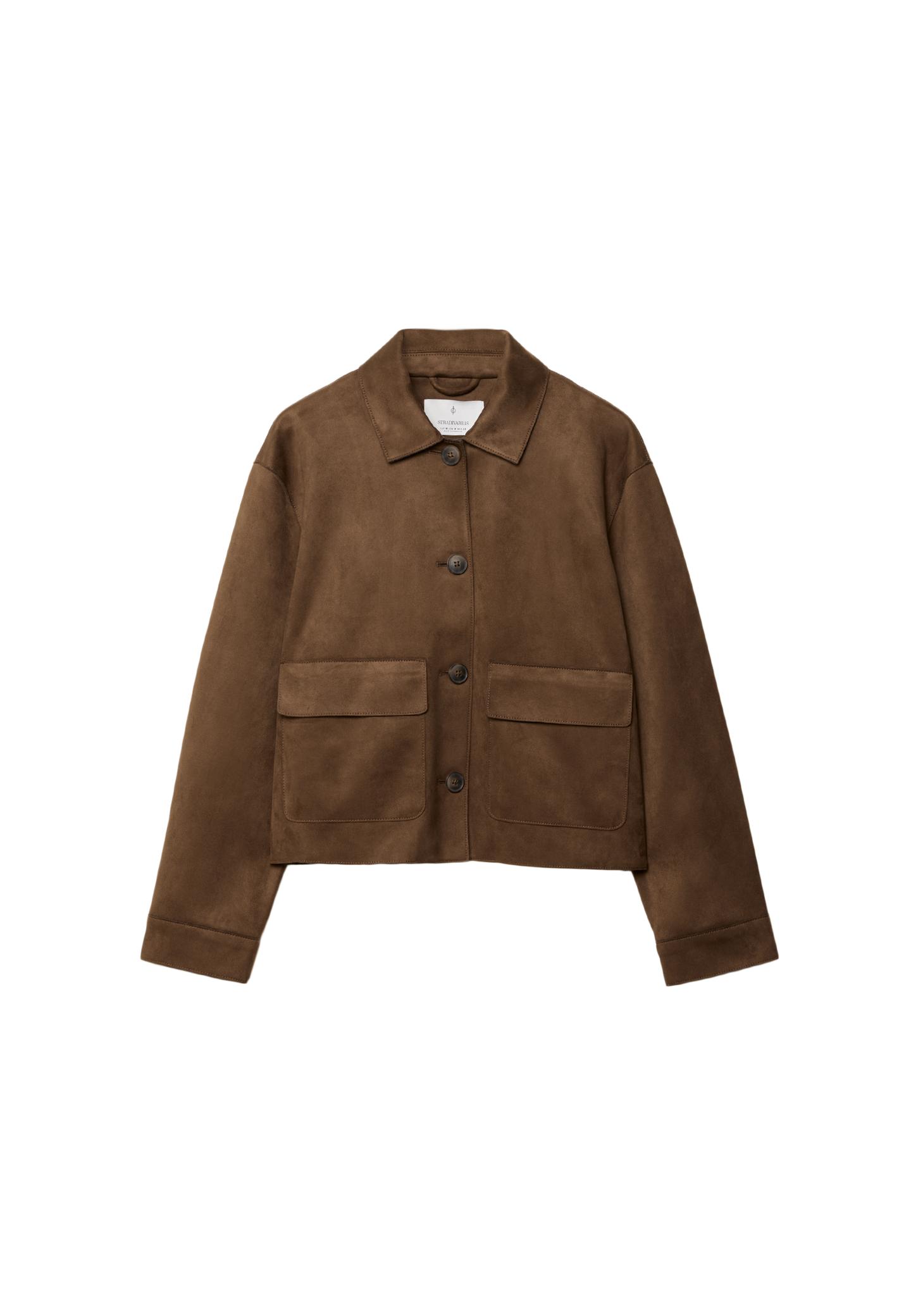 Suni süet cepli ceket - Görsel 10