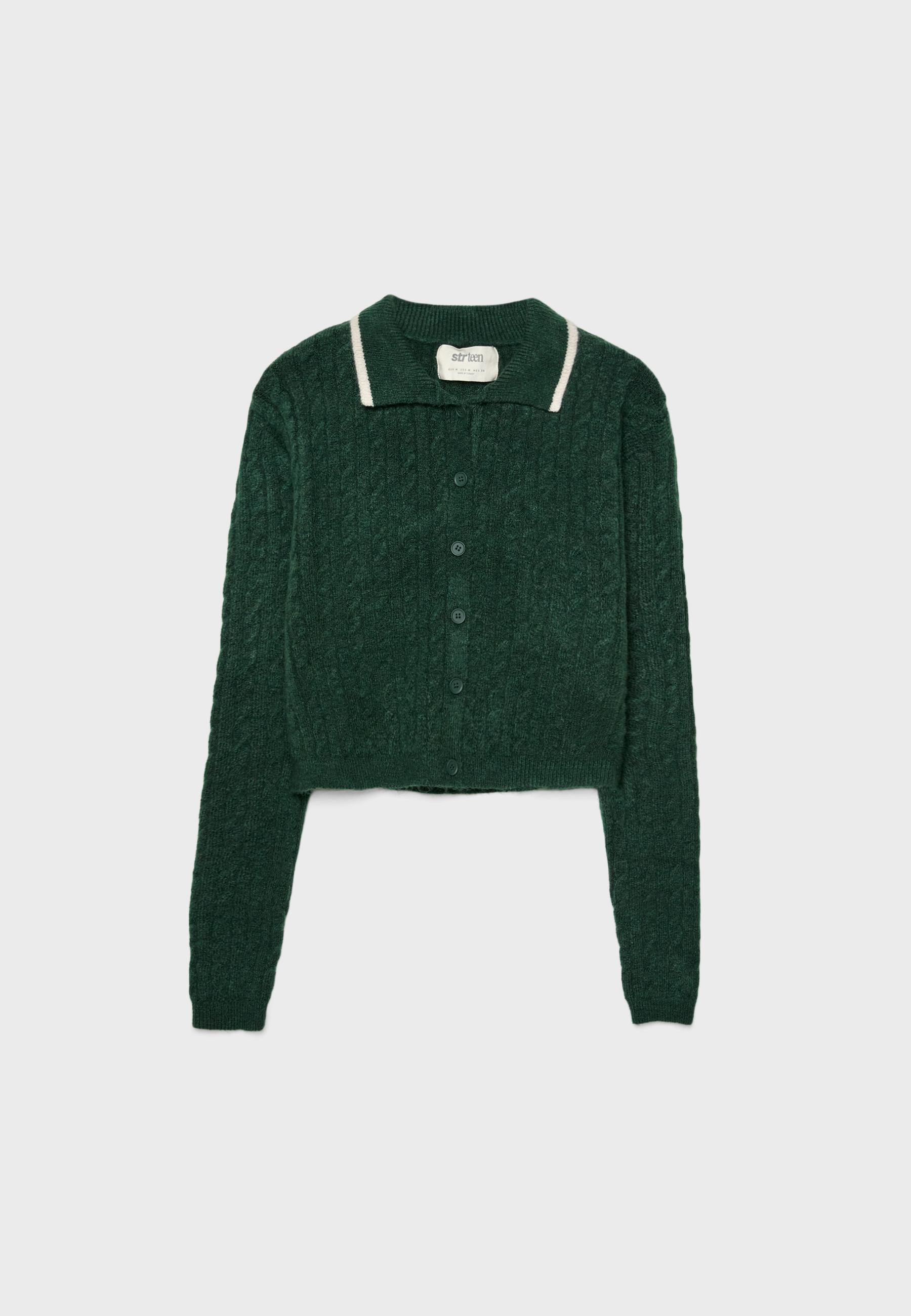Cable-knit cardigan with buttons - Women's fashion