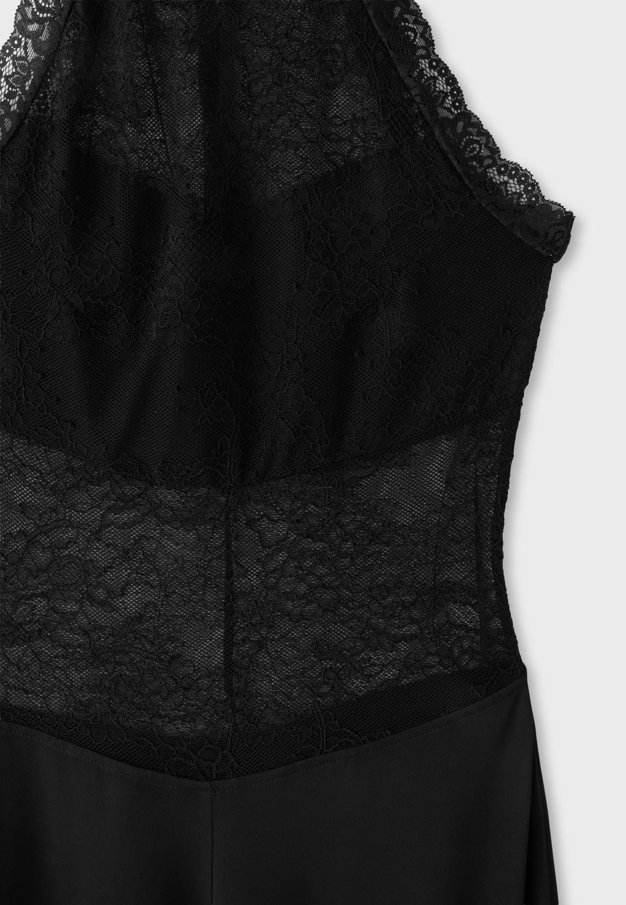 Lace halter midi dress — Black