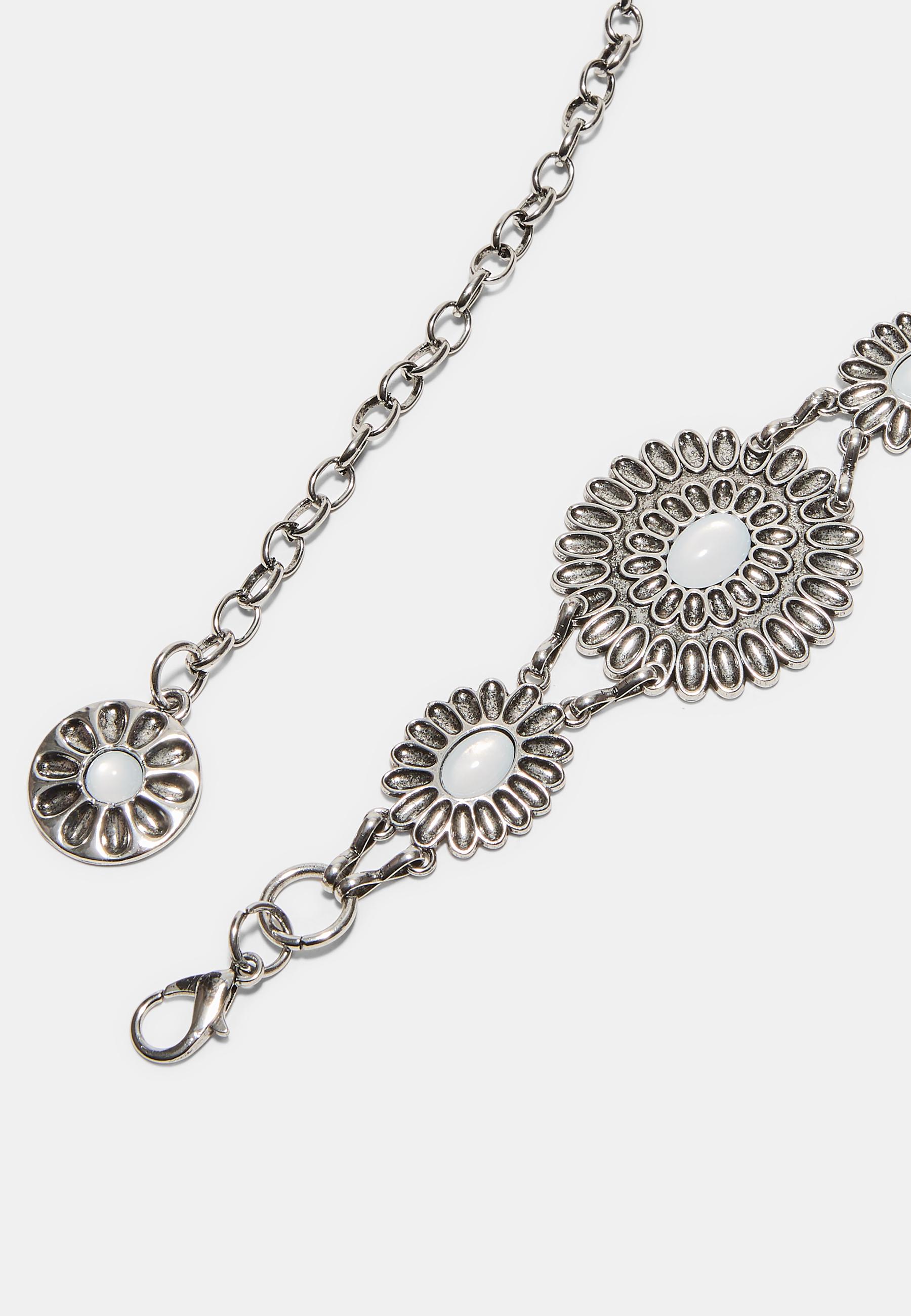Floral chain belt — Grey