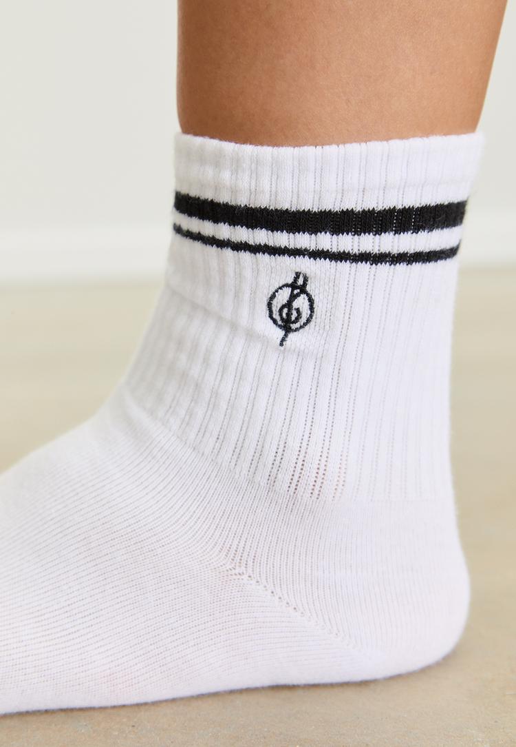 2 pack of striped and embroidered socks