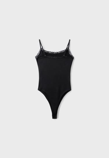 Bodysuit with lace detail — Black 8