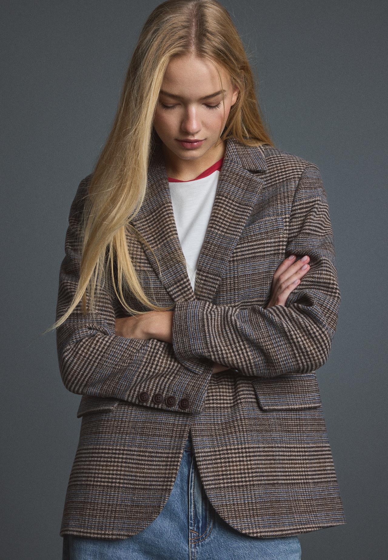 Basic wool-blend blazer — Brown